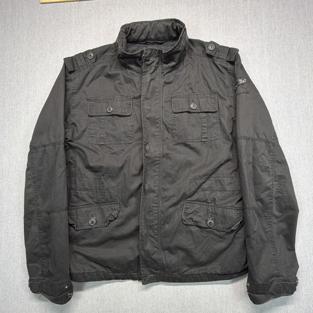 Brandit Military M65 Style Jacket Mens XL Black Packable Hood‎ Field